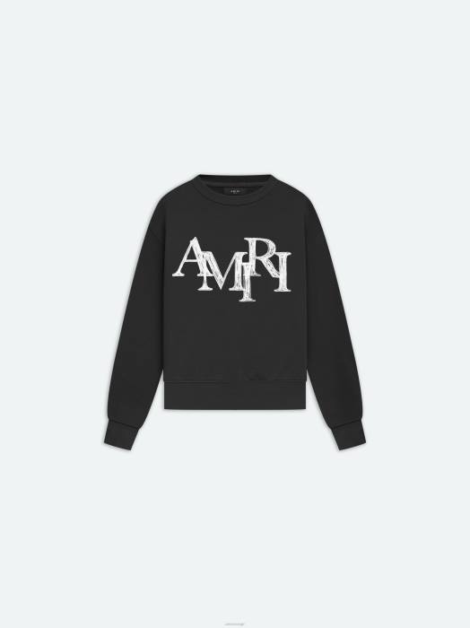 AMIRI barn svart merke forskjøvet scribble crewneck NFBX351