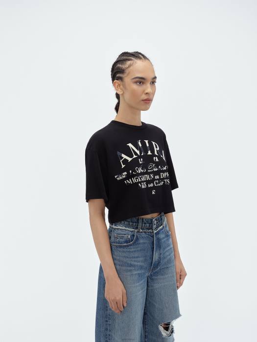 AMIRI kvinner svart distressed arts district tee NFBX245