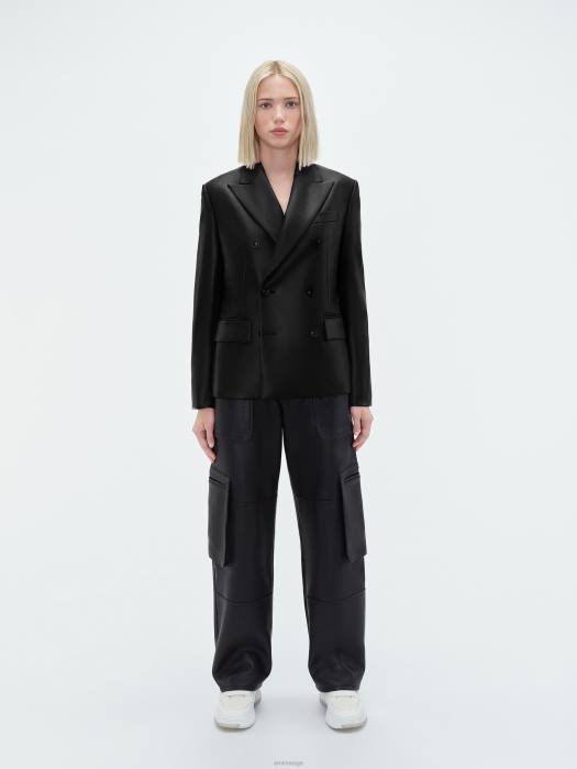 AMIRI kvinner svart db vegansk cropped blazer NFBX292