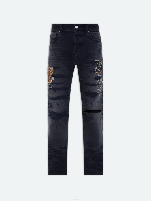 AMIRI menn bleknet svart varsity straight jean NFBX6