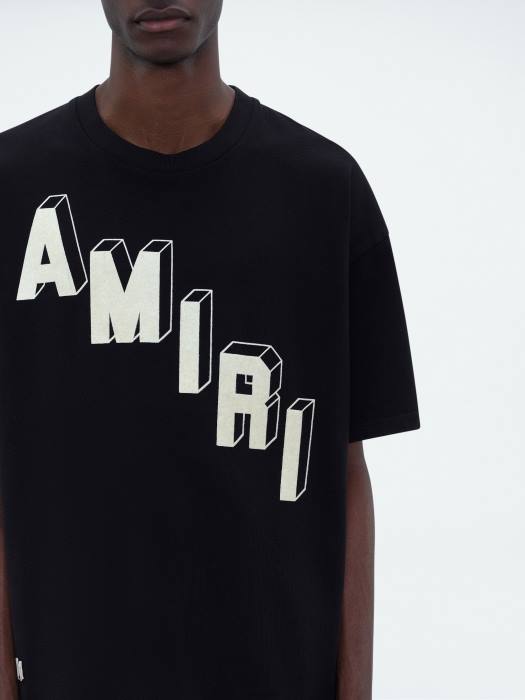 AMIRI menn svart flokket hockey skater tee NFBX86