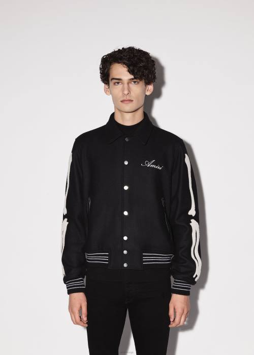 AMIRI menn svart bones varsity jakke NFBX168