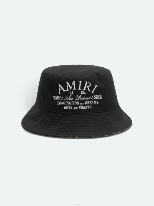 AMIRI unisex svart merke gjenta vendbar bøttehatt NFBX422