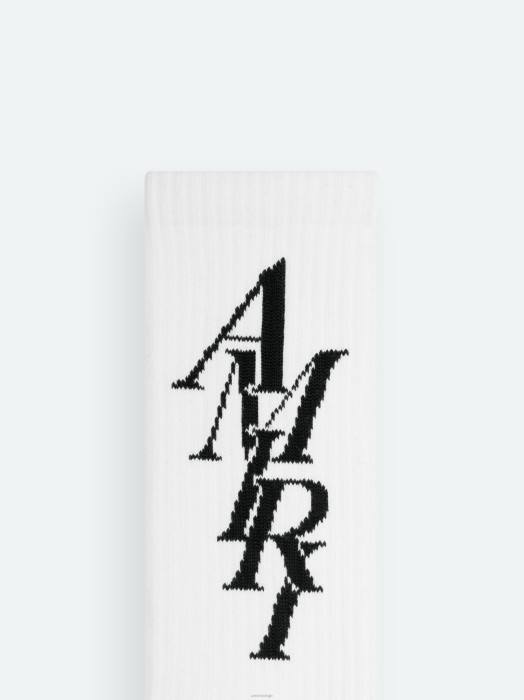 AMIRI unisex hvit svart merke stabelsokk NFBX445